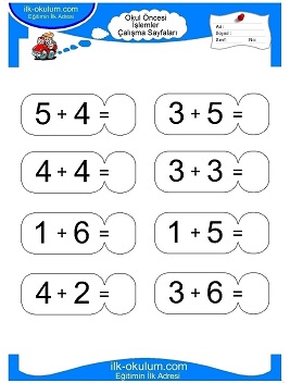 Çocuklar İçin toplam işlemi yaprak testleri 